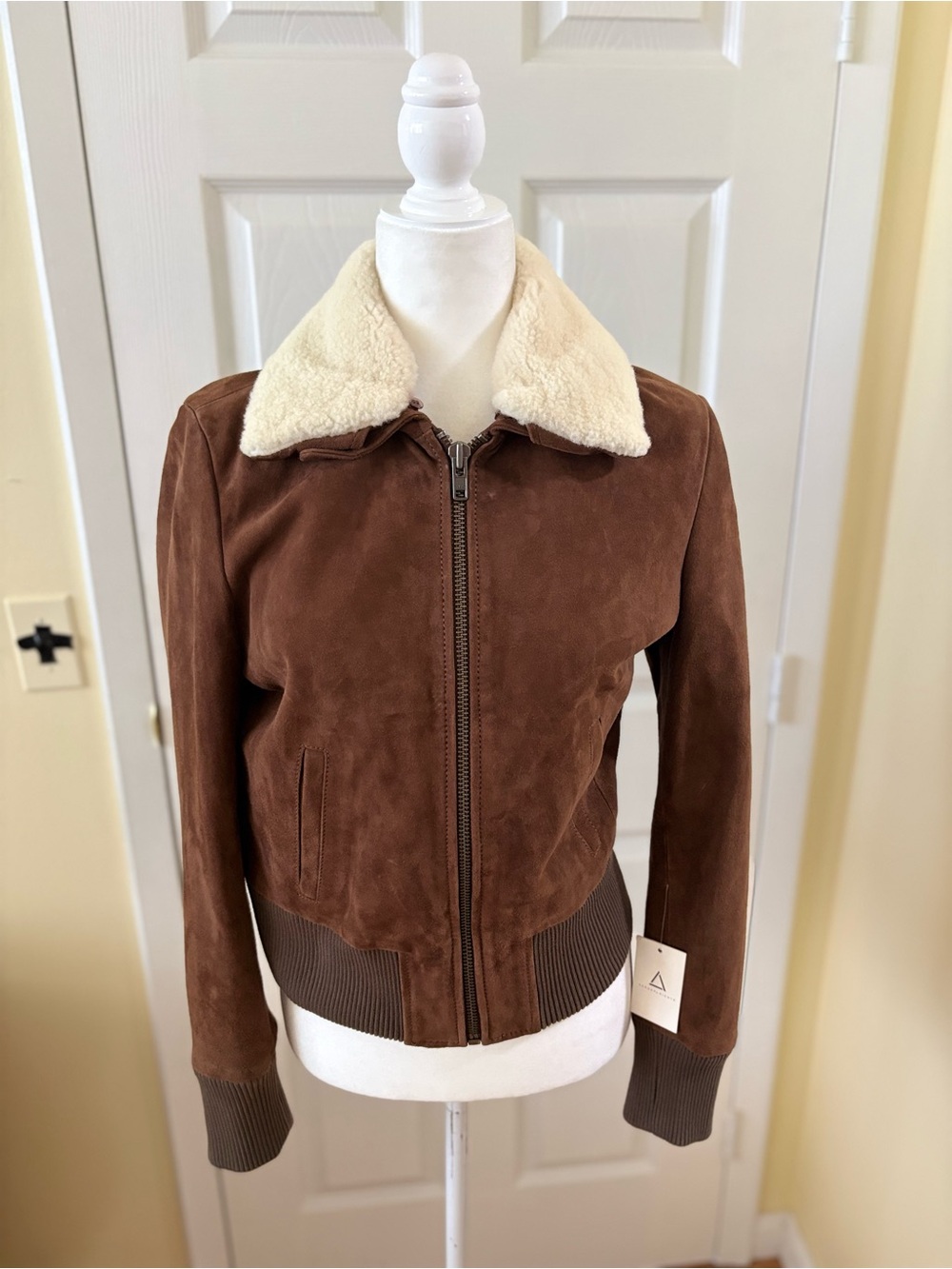 Serge Pariente Paris Suede jacket with removable fax fur collar